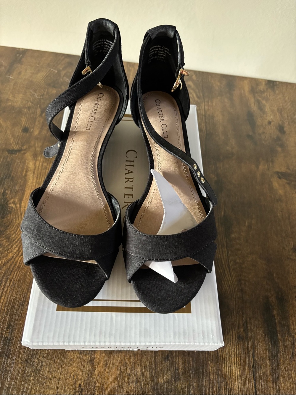 Charter Club Black Open-Toe Ankle-Strap Heels
